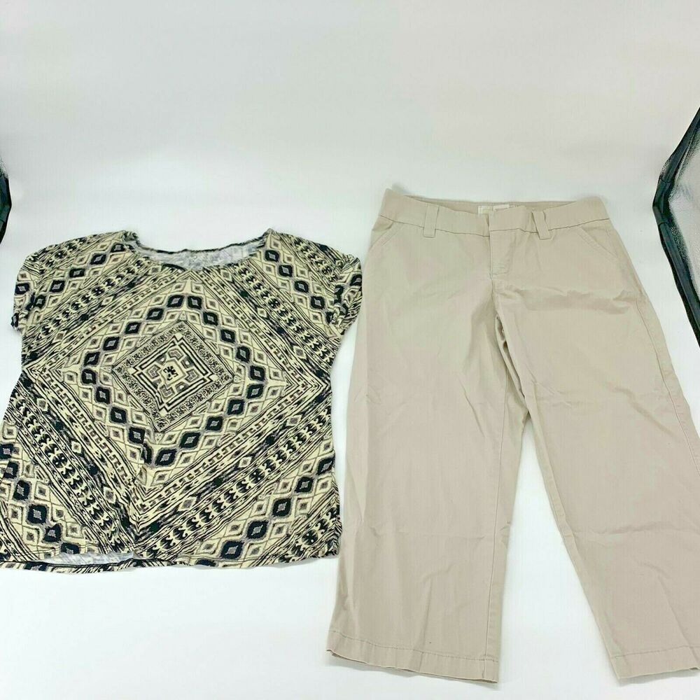 DB Sonoma Beige Khaki Shirt and Pants Outfit Women’s Size 10/XL